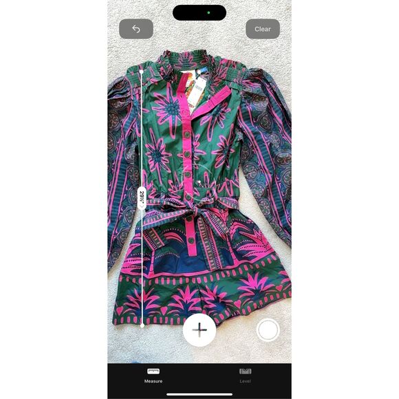 NWT Farm Rio mock neck button down romper, XS $200 E31 - Picture 8 of 9